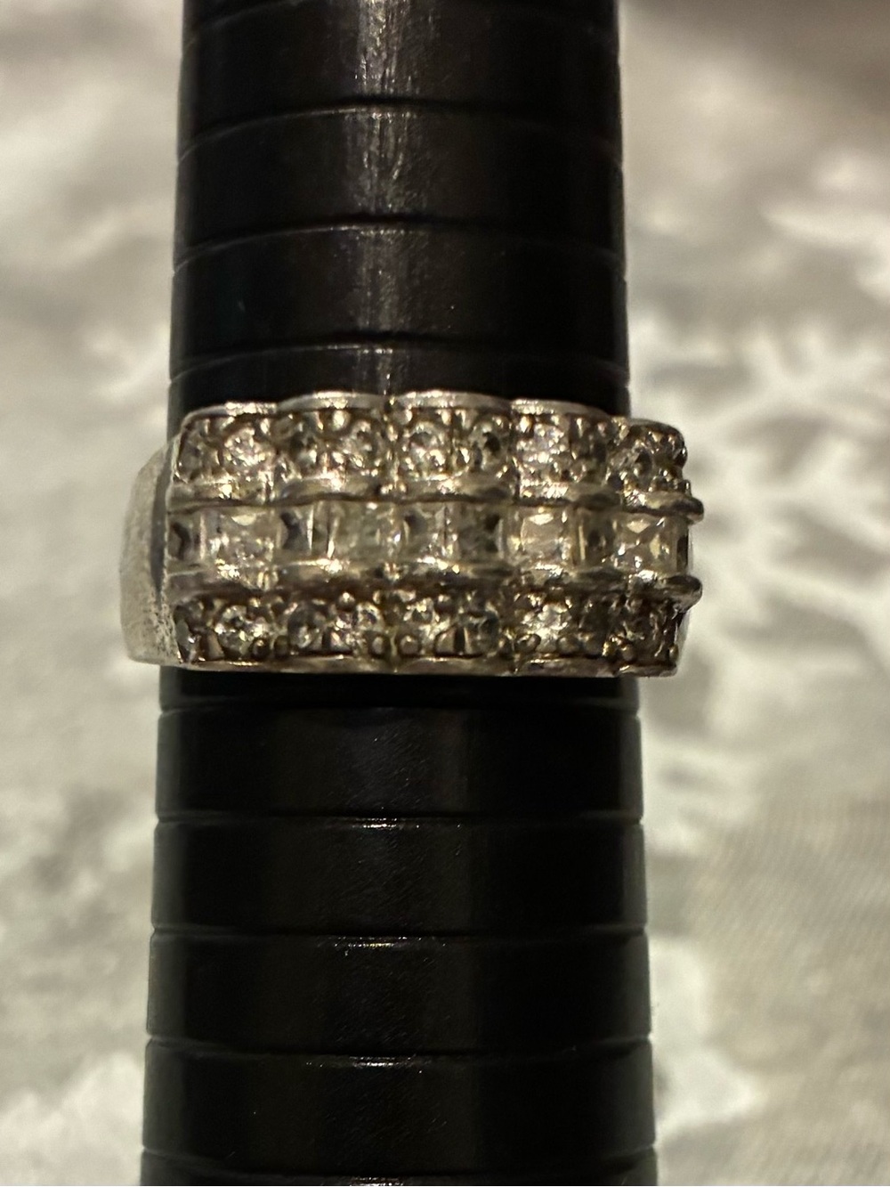 Silver Crystal Multi-Row Statement Ring - Silver